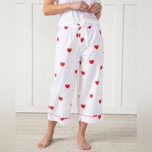 Printfresh White Pajama Pants with Red Hearts
